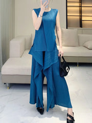 Pleated Plissé Tank Top & Pants Set