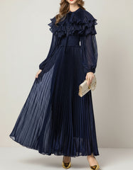 Couture Pleated Cape Dress