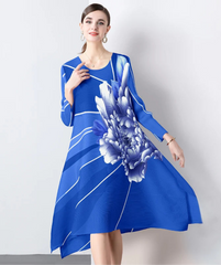 Luxe Casual Floral Pleats Dress