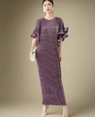 Luxury Pleated Flare Sleeve Dress