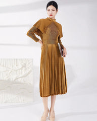 Luxury Plissé Capelet Dress