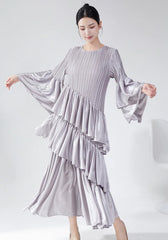 Truly Plissé Ruffle Sleeve Dress