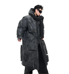 Men's Luxury Streetwear Techwear Hooded Long Jacket