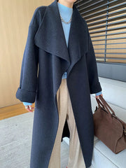 Luxury Wool-Blend Open Coat