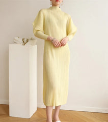 Truly Pleated Batwing Sleeve Dress