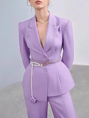 Women's 2 Piece Royal Purple Blazer & Trousers Set