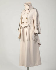 Asymmetrical Ruffle Trench Coat