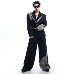 Men's Designer Black Oversized 2-Piece Suit