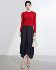 Luxury Pleated Two-Tone Dress