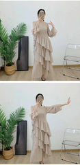 Elegant Ruffled Pleated Dress