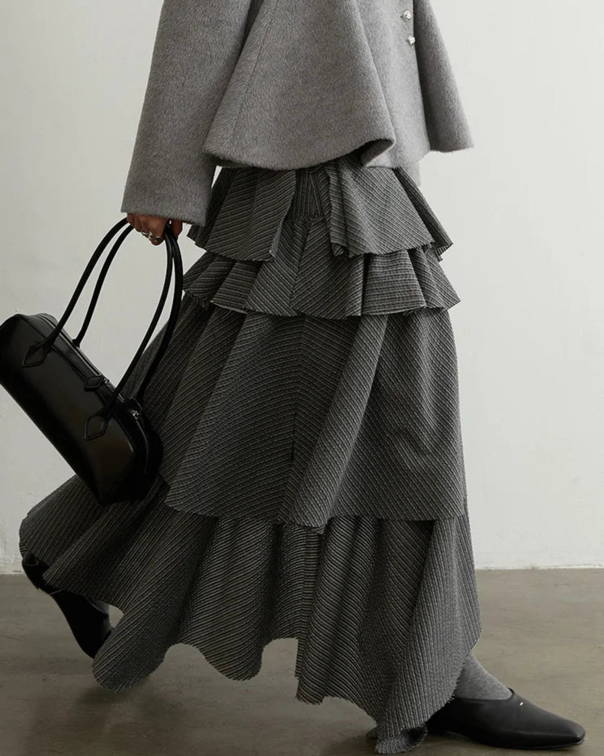 Luxury Asymmetric Stripe Skirt