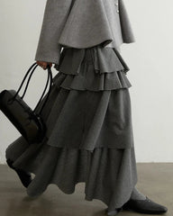 Luxury Asymmetric Stripe Skirt