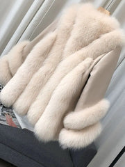 Fox Fur Leather Coat Women's