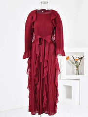 Formal Plissé Ruffle Dress