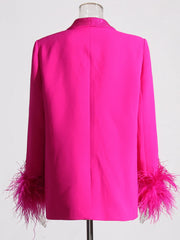 Women's Rhinestone Crackle Fuchsia Blazer