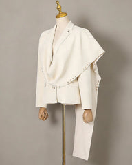 Crystal Embellished Cape Blazer