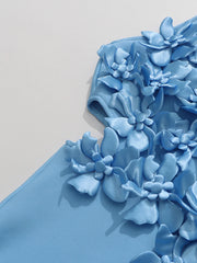 Elegant 3D Floral Halter-Neck Dress