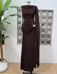 Luxury One-Shoulder Ruched Dress