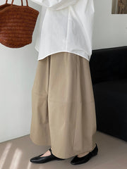Elastic Waist Cotton Skirt - Women's Midi