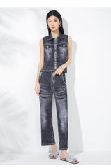 Plissé Pleated Denim-Inspired Pants Set