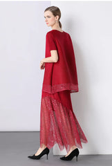Luxury Sequin Pleated Top & Skirt