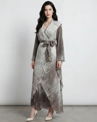 Pleated Asymmetric Wrap Dress