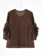 Truly Pleated Ruffle Sleeve Top