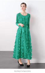 Luxe Plissé Modest Ruffle Dress