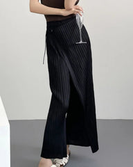 Wrap-Front Pleated Palazzo Pants
