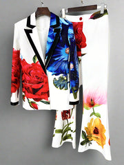 Couture Floral Blazer & Pants Suit Set