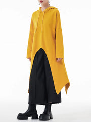 Women's Round Cut Yellow Long Sweatshirt Hoodie