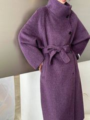 Luxury Wool-Blend Tie Belt Overcoat
