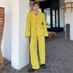 Canary Yellow Relaxed Fit Suit for Men