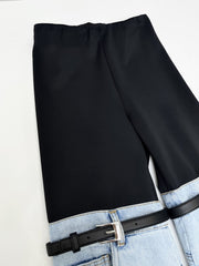 Luxury Haute Couture Thigh Jeans with Elastic Waist