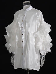 HEYFANCYSTYLE Luxurious Ruffle Sheer Blouse