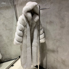 Women's Fox Fur Hooded Coat