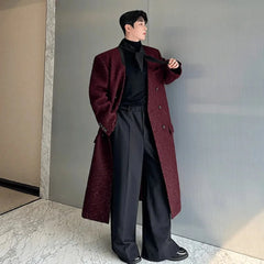 Men's Oversized Wool & Faux Leather Trench Coat