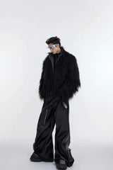 Men's Faux-Fur & Faux-Leather Bomber Jacket