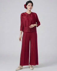 2-Piece Plissé Wide-Leg Set