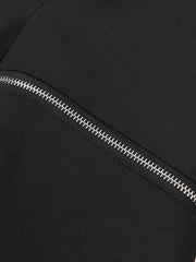 Effortless Elegance Loose Fit Black Luxe Zipper Blazer Coat