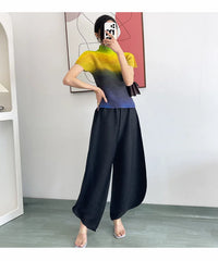 Luxury High-Waisted Pleated Gaucho Pants