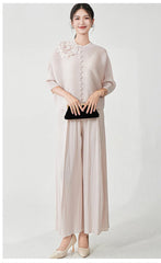 Truly Plissé Floral Blouse Top  & Pant Set