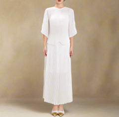 Elegant Plissé Blouse & Skirt
