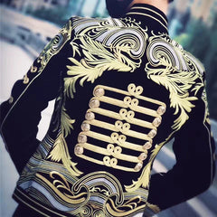 Men's Haute Couture Slim Fit Jacket with Gold Embroidery