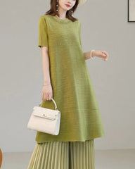 Luxury Beaded Plisse Long Tunic