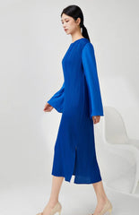 Luxury Flared Sleeve Pleats Dress