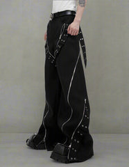 Men's Japanese Streetwear Zipped Pants