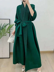 Luxury Plissé Longline Coat