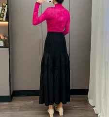 Elegant Pleated Two-Tone Skirt