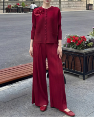 Pleated Top & Palazzo Pants Set